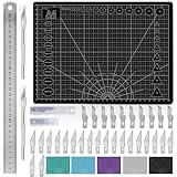 Miuzei Schneidematte Set A4 mit 30stk Bastelmesser und...