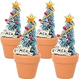 Yardwe Realistischer Miniatur-weihnachtsbaumtopf 4er-Pack Mini-weihnachtsbäume...