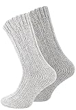 VCA 2 Paar Norwegersocken (Wollsocken), Stricksocken für Damen und Herren,...
