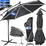 KESSER® Alu Ampelschirm LED Solar Ø300cm Inkl. Fernbedienung,Cover,...