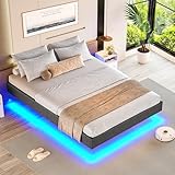 Brinlawb Bettgestell 90x200 cm mit LED Beleuchtung, Bett 90x200 mit lattenrost...