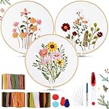 AOTWAN Stickset für Anfänger, Blumenmuster Pflanzen Sticken Set Erwachsene...