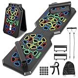 Faltbares Liegestützgriffe, Multifunktions Push Up Board, mit 2 Elastischen...