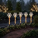 Umikk LED Gartenstecker Schneeflocke 5er Set, Weihnachtsbeleuchtung Außen...