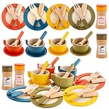 TOSAVGA 26PCS Kinder Holzgeschirr Sets, Kinderküche Zubehör, Spielküche...