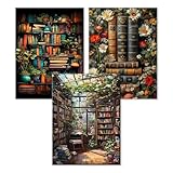 WEMEON 3 Stück Malen Nach Zahlen Erwachsene(30X40cm)- Bücherregal Malen nach...