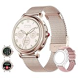 Smartwatch Damen mit Telefonfunktion (Anruf empfangen/ tätigen), 1,2' rundes...
