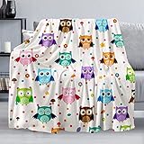 Eulendecke, weiche, warme Fleece-Plüschdecke, 152,4 x 127,7 cm, glatte,...