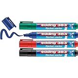 edding 383 Flipchart-Marker - 4er-Set - schwarz, rot, blau, grün - Keilspitze...