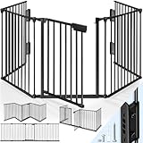 KIDUKU® Kaminschutzgitter mit Tür Metall 300 cm | Absperrgitter...