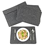 Exklusives 6er Set Platzsets aus Filz in edlem Dunkelgrau - 6er Tischsets,...