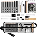 HIFORNY 60-teiliges Zeichen-Set, Skizzierstifte, Kunstzubehör mit 3-farbigem...