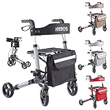 Arebos Leichtgewicht Rollator Aluminium | Reiserollator 6-fach höhenverstellbar...