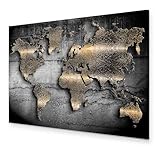 B&D XXL - Akustikbild Weltkarte 120x80 cm 1 tlg Bilder Akustikschaum...