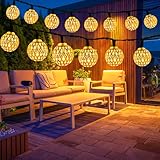 7M Led Lichterkette Marokkanische Solar,50 LED Kugeln Warmweiß,IP65 Wasserdicht...