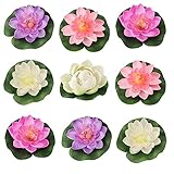 DINGFENG 9Stück Schwimmende Blumen, Seerose Lotusblüte, Künstliche Seerosen,...