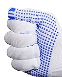 Jah 5070 Nylon-Strickhandschuh 12 Paar Noppen mittelschwer weiß Gr. 7
