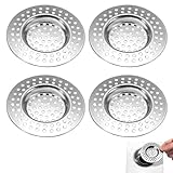 4 Stück Abflusssieb Edelstahl, Löcher Waschbecken Sieb, Abflusssieb Dusche,...
