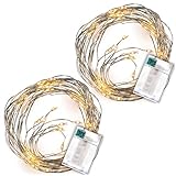 Nipach GmbH Lichterregen – 2er Set je 64 LED warm weiß 8 silberne Drähte mit...