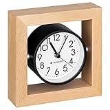 Navaris Analog Holz Tischuhr Quadrat Design - 13,2 x 13,2 x 4,3cm - analoge Uhr...