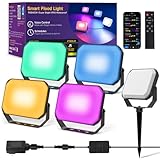 OUTON LED Flutlicht für Außenbereich, 24W RGBAICW Smart Gartenbeleuchtung mit...