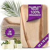 Waipur Bio Palmblatt Teller - 25 Stück Rechteckig 28x18 cm - Premium...