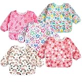 PandaEar 5 Pack Baby Lätzchen mit Ärmeln | Abwaschbar Ärmellätzchen...