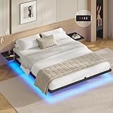 AOGLLATI Bettgestell 180x200 Bett 180x200 aus Metall mit LED Beleuchtung und...