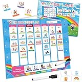 Wochenplaner Kinder - Montessori Magnettafel inkl. 252 Magnete & Kordel & Stift...