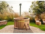 FinnTherm Holz Badefass Bergen, Hot Tub Ø 160 x 110 cm, inkl. Edelstahl-Ofen 22...