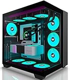 AMANSON PC Gehäuse- vorinstalliert 9 ARGB-Lüfter, ATX Mid Tower Gaming...