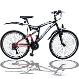 Talson 26 Zoll Mountainbike Fahrrad MIT VOLLFEDERUNG & Beleuchtung 21-Gang...