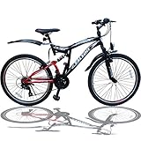 Talson 26 Zoll Mountainbike Fahrrad MIT VOLLFEDERUNG & Beleuchtung 21-Gang OXT...