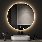 Boromal LED Badspiegel Rund mit Beleuchtung 60x60cm LED Spiegel Runder...