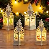 4 Stück Weihnachtsdeko Laterne, LED Kerzen Laterne, 17.5 cm Weihnachtslaterne...