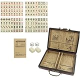 EIMZU Mini-chinesisches Majong-Set, 144 Mahjong Fliesen, Reise Spielset Beige,...