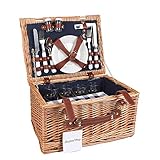 display4top Deluxe 4 Personen Traditional Wicker Picknickkorb Wicker Hamper -...