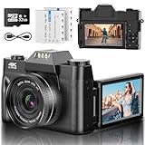 Digitalkamera 4K 48MP Vlogging-Kamera mit 3'' 180-Grad-Flip-Screen, 16X...