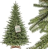 FAIRYTREES Weihnachtsbaum künstlich 150cm BAYERISCHE Tanne Premium | Made in EU...