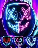 DWTECH LED Halloween Maske – beleuchtete Purge Maske mit LED-Masken EL-Draht...