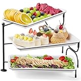 Lifewit Etagere 3 Etagen mit 30 x 17 cm/12x 6.5 Servierplatte, Kunststoff...