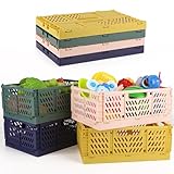 BEYGIH 4 Stück Klappkiste, 30x20x12cm Aufbewahrungsbox klappbar, Mehrfarbig...