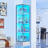 BROTTAR Eckvitrine mit LED Beleuchtung, Vitrinenschrank mit Menschlicher Sensor,...