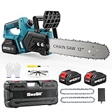 SEESII Akku Kettensäge 12 Zoll, 10000mAh Elektro Kettensäge, 1200W...