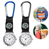 Nizirioo Taschenuhr mit Karabiner Uhr Kompass 2 Pcs Schwesternuhr Outdoor Uhr...