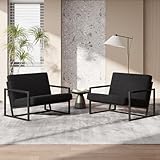 Hawthyhome 2er-Set Sessel Schafwolle Loungesessel aus Kunstleder Extragroß...