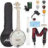 Aklot Banjolele,4 Saiten Banjo-Ukelele 23 Zoll Konzert Remo Trommelkopf, offener...