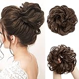 JJstar Haarteil Mit Gummiband, Groß Dutt Haarteil Gelockt Haargummi Mit Haaren...