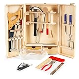 Leomark Deluxe Werkzeug für Kinder - 30-TLG - Holz Werkzeugkasten, Kompakter...