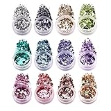 12 Glitzerpuder Pailletten BISHENGYF: Upgrade Glitzer Gesicht Holografische...